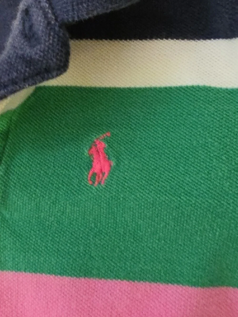 Polo by Ralph Lauren Kids Bold Striped Polo — Pink, Green & Navy